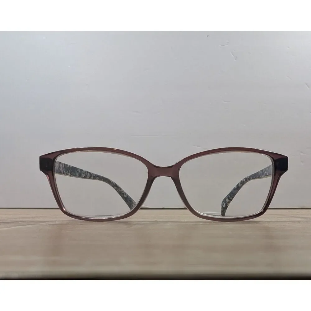 Isaac Mizrahi Eyeglasses  Brown Floral Arms Pre Owned